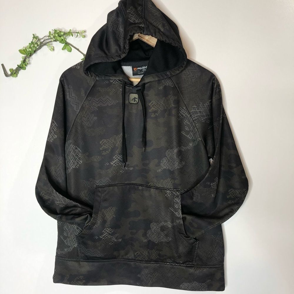 And 1 Black Green Brown Camo Hooded Sweatshirt